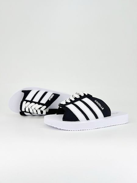 adidas originals GAZELLE BEACH 2024新款男女生舒適百搭沙灘涼鞋 白加黑色