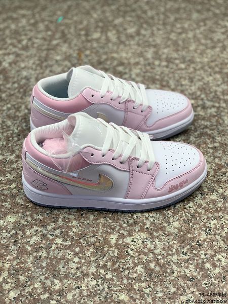 Air Jordan 1 Low GSGlitter Swoosh 低幫經典運動籃球鞋冰雪奇緣流沙白藍色 情侶鞋