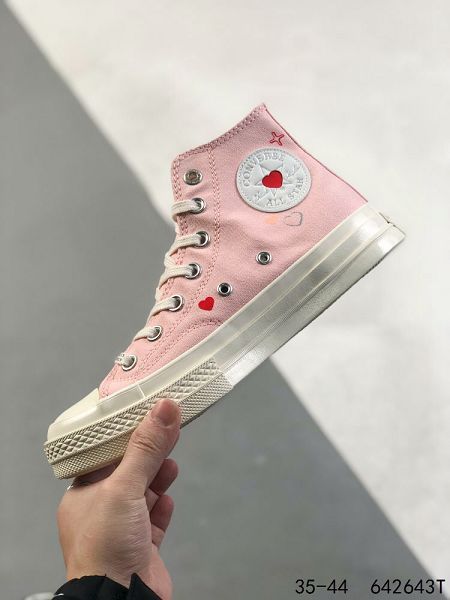 Converse 愛心 情侶款潮流百搭耐磨防滑高幫休閒帆布板鞋