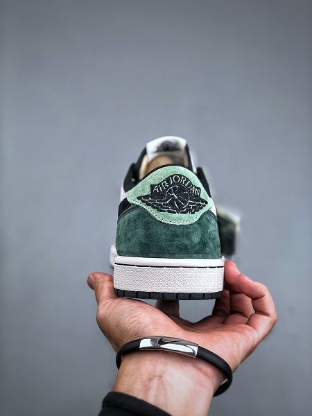 Travis Scott x Nike Air Jordan 1 Low Air Jordan 1 Low系列 2023全新男女款麂皮白綠倒鈎休閒鞋