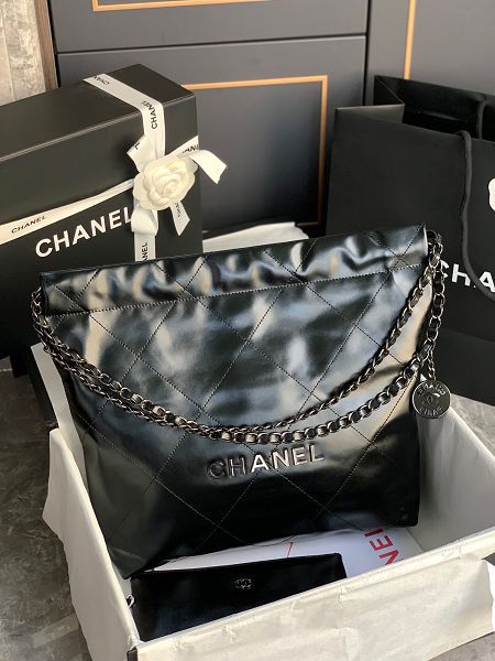 chanel包包 香奈兒2022新款手提包 DSAS3260銀鏈牛皮單肩斜挎包包