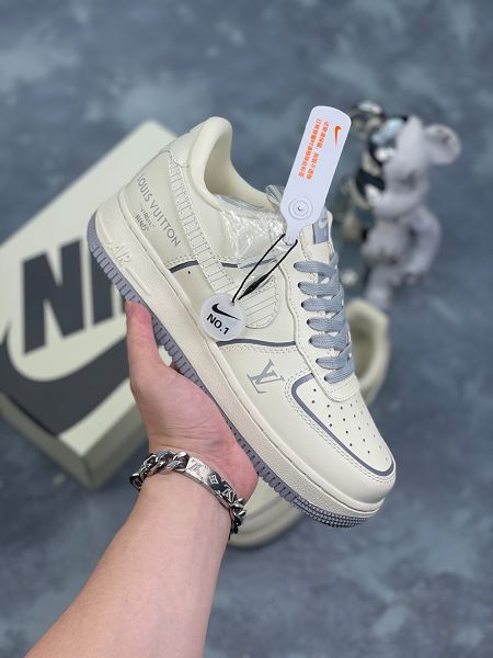 NIke Air Force 1 '07 Low LV聯名 2024全新男女款柔米雅致灰中幫休閒板鞋