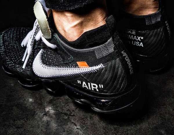 off white x nike air vapor max 2018系列黑白气垫联名款针织飞线