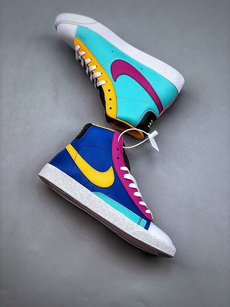 NIKE BLAZER Mid 2021新款 彩色拼接開拓者高幫男女款運動休閑鞋