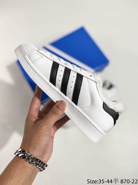 Adidas Originals Superstar 2021新款 貝殼頭金標加絨經典男女款休閑運動板鞋