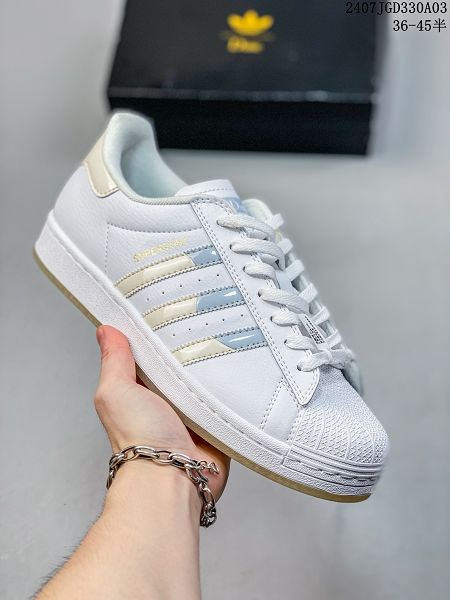 Adidas三葉草 Originals Superstar SailGreenLace 2024最新情侶款貝殼頭系列低幫經典百搭休閒運動板鞋