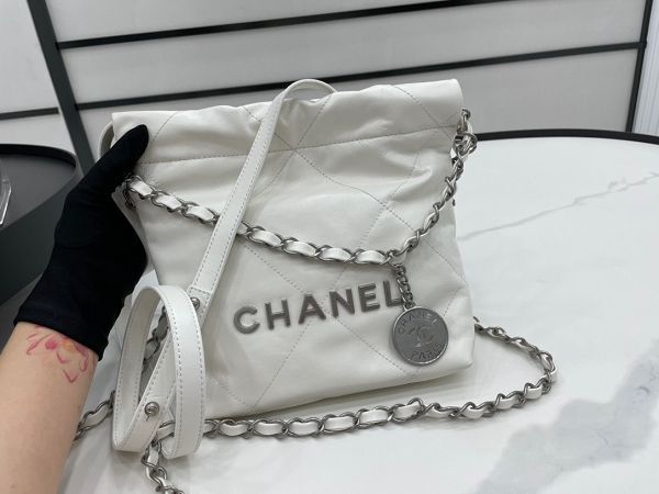 chanel包包 香奈兒2022新款手提包 DSAS3263銀扣單肩斜挎包