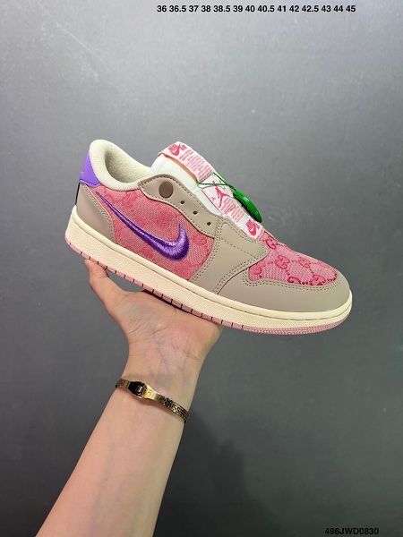 Air Jordan 1 Low Slip Shadow 2024新款男女生全新配色刺繡勾 解構風 喬丹籃球鞋