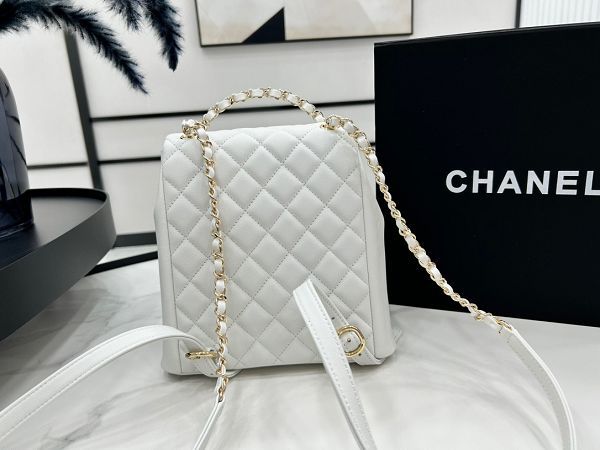 chanel包包 香奈兒2023新款手提包 DSAS3860時尚雙肩包白色後背包