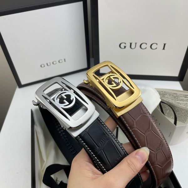 gucci皮帶 古馳2022新款皮帶 HF032902頭層牛皮鱷魚紋百搭腰帶