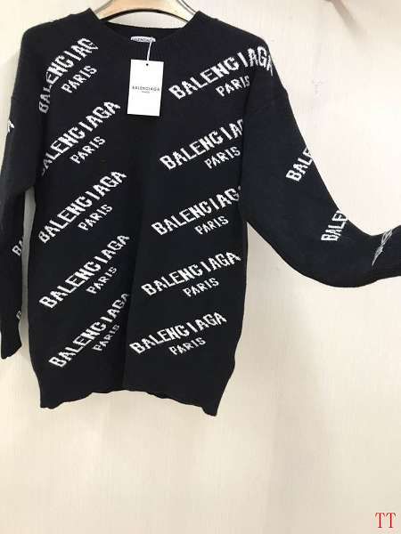 balenciaga巴黎世家 2017新款 字母休闲男生秋冬针织毛衣 黑色